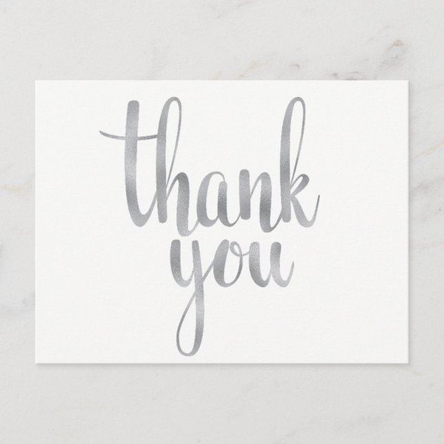 Silver thank you postcards, foil postcard (Front)