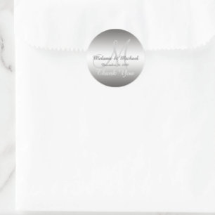 Silver Thank You Wedding Monogram Sticker