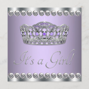 Silver Tiara Lavender Purple Baby Shower Invitation