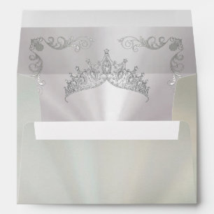 Silver Tiara & Vintage Border - Pastel Green Envelope
