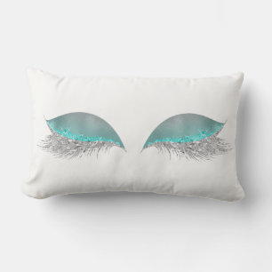 Silver Tiffany Ocean Ombre Glitter Makeup Lashes Lumbar Cushion
