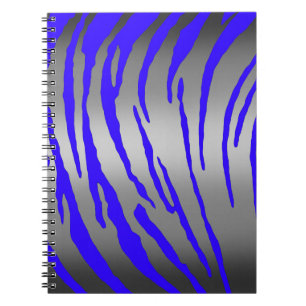 Silver Tiger Stripes Blue Notebook