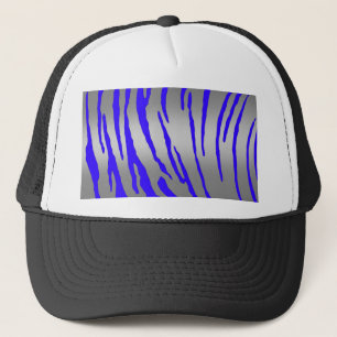 Silver Tiger Stripes Blue Trucker Hat