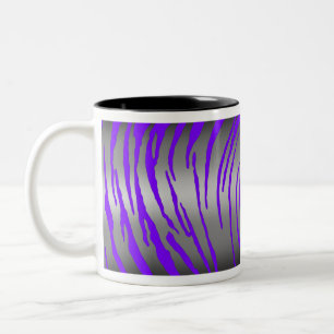 Silver Tiger Stripes Purple Two-Tone Coffee Mug