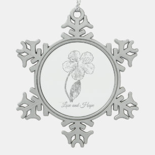 Silver Tone Love & Hope Snowflake Framed Ornament