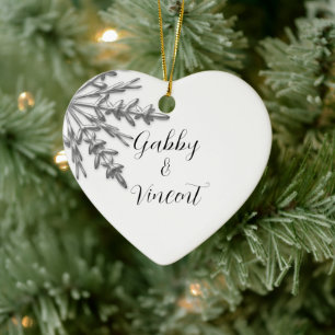 Silver Tone Snowflake Winter Wedding Ceramic Tree Decoration