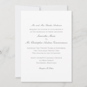Silver Traditional Classic Formal Elegant Wedding Invitation