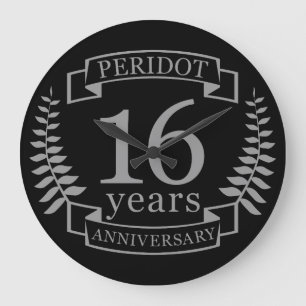 Silver Traditional wedding anniversary 16 years Large Clock