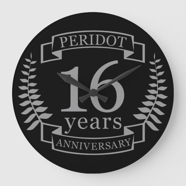 Silver Traditional wedding anniversary 16 years Large Clock (Front)