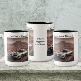 Silver Trans Am Style Classic Car Two-Tone Coffee Mug