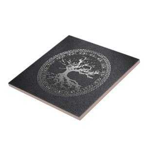 Silver Tree of Life Ceramic Tile