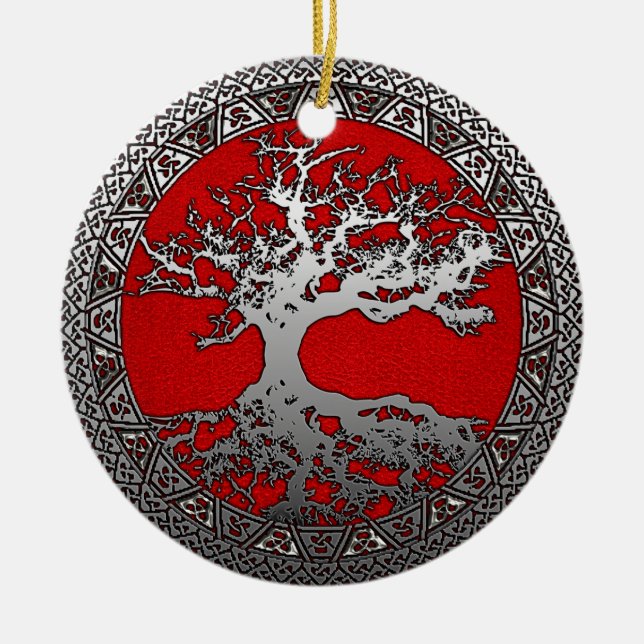 Silver Tree of Life Ceramic Tree Decoration (Front)