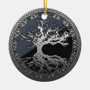 Silver Tree of Life Ceramic Tree Decoration