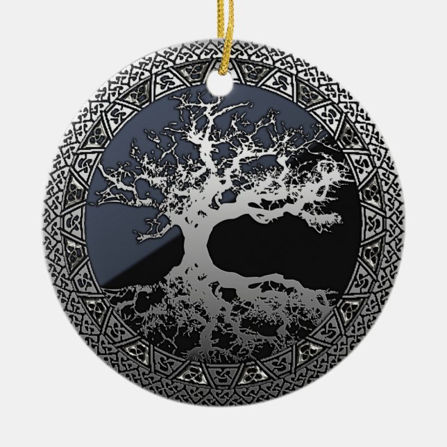 Silver Tree of Life Ceramic Tree Decoration (Front)