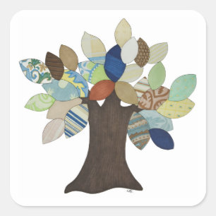 Silver Tree Square Sticker