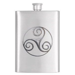 Silver Triskelion Hip Flask