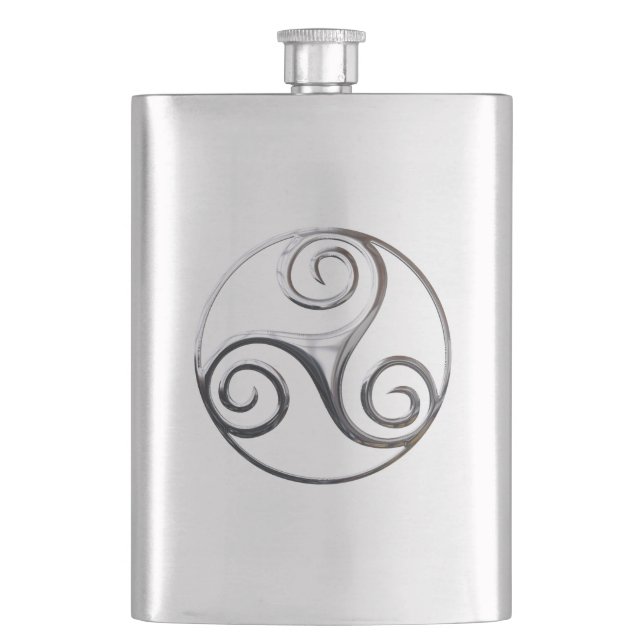 Silver Triskelion Hip Flask (Front)