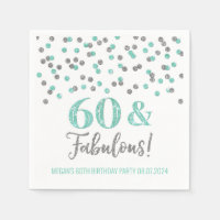Silver Turquoise Confetti 60 & Fabulous