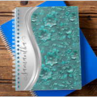 Silver Turquoise Faux Tooled Leather Cowgirl
