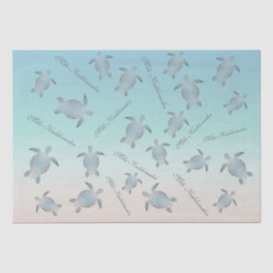 Silver  Turquoise Sea Turtles Pattern Tissue Paper