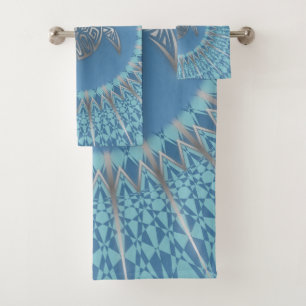 "Silver Turtle Radiance"   Tropical Mandala Bath Towel Set