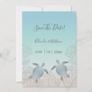 Silver Turtles Beach Style Save The Date Card