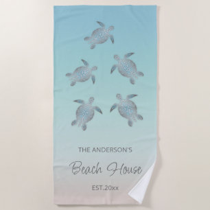 Silver Turtles Beach Style Towel