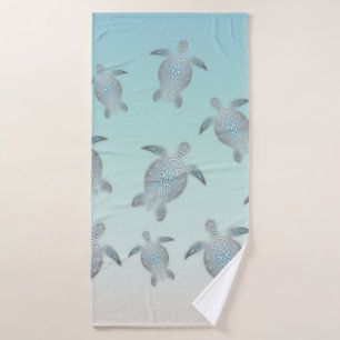 Silver Turtles Beach Style Turquoise Coastal Bath Towel