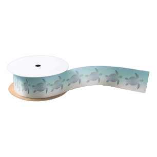 Silver Turtles Beach Style Turquoise Satin Ribbon