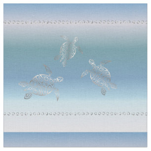 Silver Turtles Blue Gradient Pattern Fabric