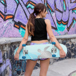 Silver Turtles Blue Ink Background Skateboard<br><div class="desc">This skateboard for her features silver turtles on a turquoise blue silver ink background.</div>