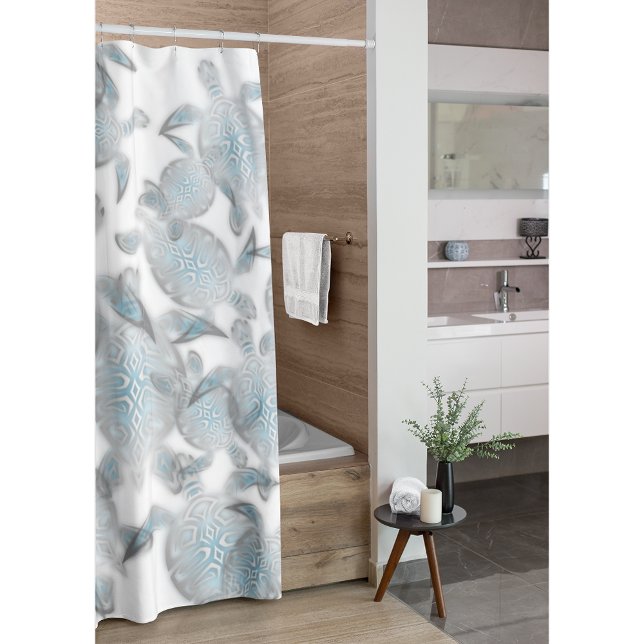 Silver Turtles  Pattern Nautical Shower Curtain (Creator Uploaded)