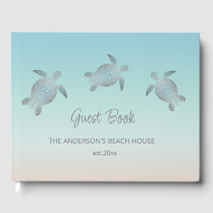 Silver Turtles Turquoise Coastal Beach House Guest Book