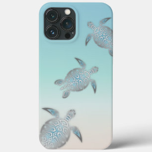 Silver Turtles Turquoise Coastal Maritime  iPhone 13 Pro Max Case