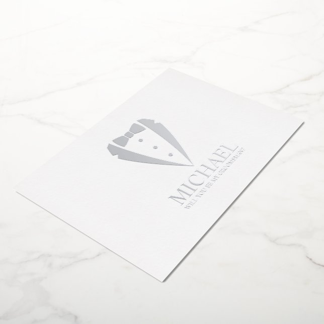 Silver Tuxedo Suit Personalised Groomsman Proposal (Rotated)
