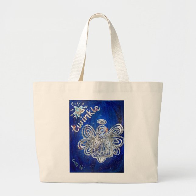Silver Twinkle Angel Art Tote Bag (Front)