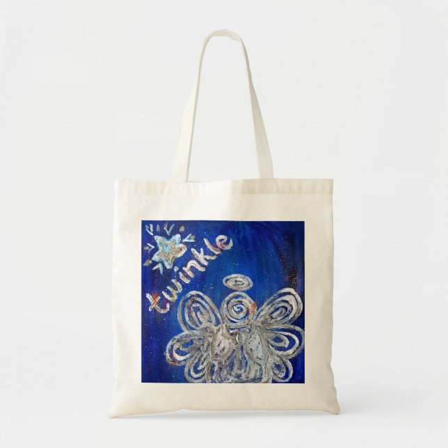 Silver Twinkle Angel Art Tote Bag (Front)