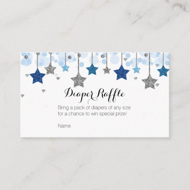 Silver Twinkle Twinkle Star- Diaper Raffle Card (Front)