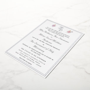 Silver Two Hearts Catholic Wedding Foil Invitation