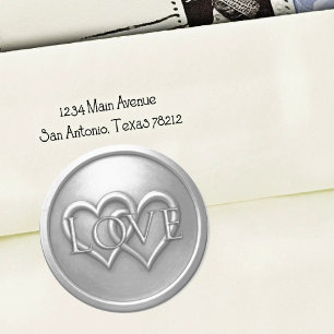 Silver Two Hearts Intertwined Wedding Classic Round Sticker