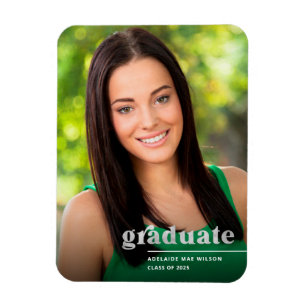 Silver Typography 2025 Photo Graduate Announcement Magnet