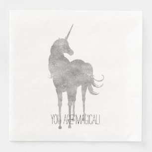 Silver Unicorn Birthday Napkin