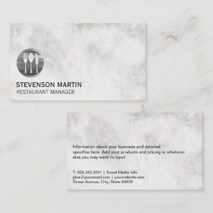 Silver Utensils Logo Marble Business Card