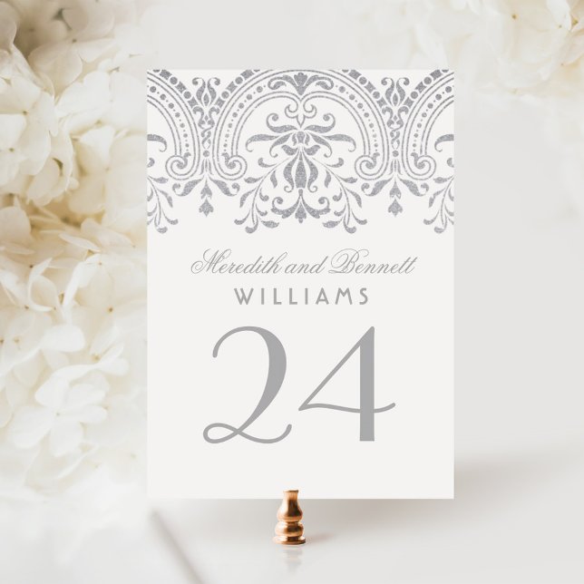Silver Vintage Glamour Wedding Table Number (Creator Uploaded)