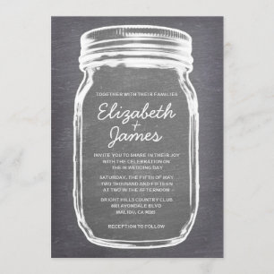 Silver Vintage Mason Jar Wedding Invitations