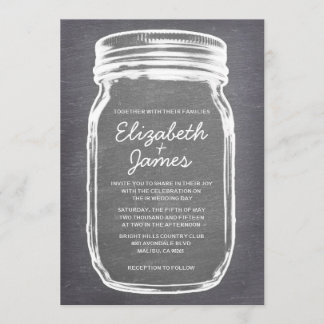 Silver Vintage Mason Jar Wedding Invitations