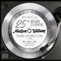 Silver Vinyl Record Retro 25th Birthday Party