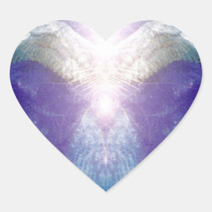 Silver violet angel heart sticker
