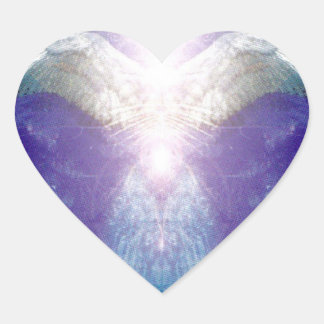 Silver violet angel heart sticker
