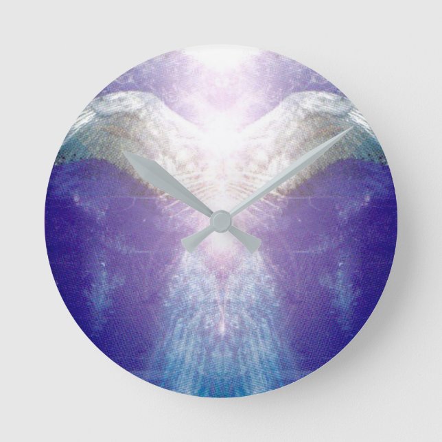 Silver violet angel round clock (Front)